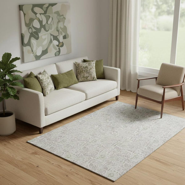 HomeRoots 5' X 8' Taupe & Beige Floral Washable Area Rug - Durable, Stylish, UV-Protected for Easy Care 655026