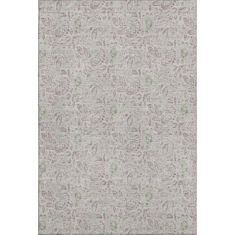 HomeRoots 5' X 8' Taupe & Beige Floral Washable Area Rug - Durable, Stylish, UV-Protected for Easy Care 655026