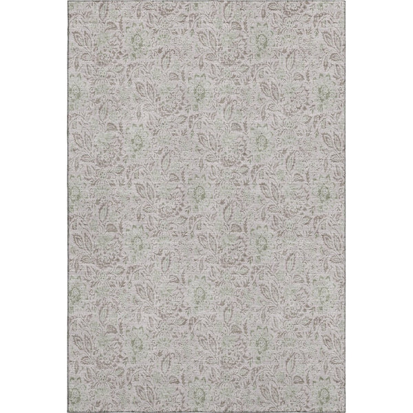 HomeRoots 5' X 8' Taupe & Beige Floral Washable Area Rug - Durable, Stylish, UV-Protected for Easy Care 655026