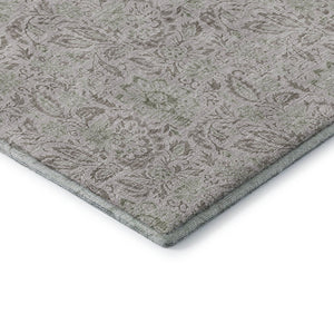 HomeRoots 8' Stylish Taupe and Beige Floral Washable Round Rug - UV Protected, Stain-Resistant & Easy Care! 655027