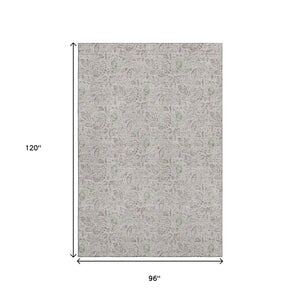 HomeRoots 8' X 10' Taupe and Beige Floral Area Rug - Washable, Durable, UV Protected for Family-Friendly Homes 655028