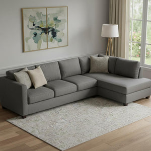 HomeRoots 8' X 10' Taupe and Beige Floral Area Rug - Washable, Durable, UV Protected for Family-Friendly Homes 655028