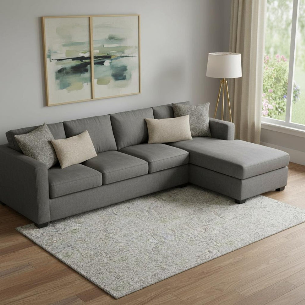 HomeRoots 9' X 12' Beautiful Taupe & Beige Floral Washable Area Rug with UV Protection for High-Traffic Homes 655029
