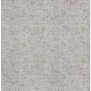 HomeRoots 9' X 12' Beautiful Taupe & Beige Floral Washable Area Rug with UV Protection for High-Traffic Homes 655029