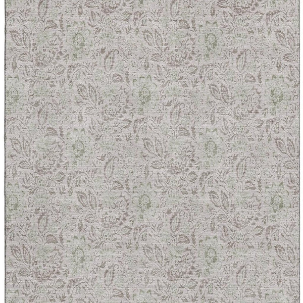 HomeRoots 9' X 12' Beautiful Taupe & Beige Floral Washable Area Rug with UV Protection for High-Traffic Homes 655029