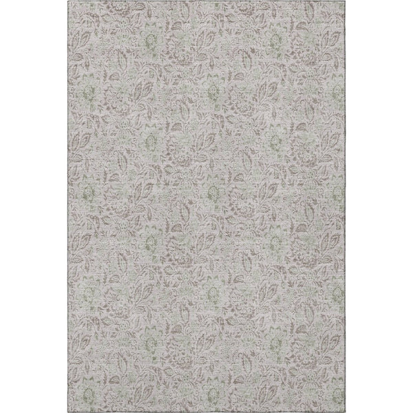 HomeRoots 9' X 12' Beautiful Taupe & Beige Floral Washable Area Rug with UV Protection for High-Traffic Homes 655029
