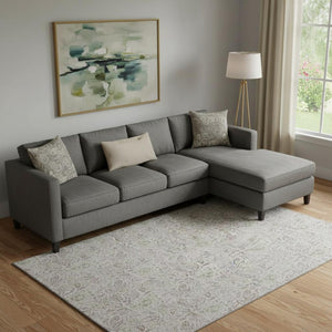 HomeRoots 10' X 14' Taupe & Beige Floral Area Rug - Washable, UV Protected, Perfect for Family Spaces! 655030