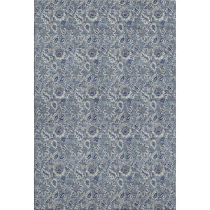 HomeRoots 10' Blue and Gray Floral Area Rug - Washable, UV-Protected, Stain-Resistant for High-Traffic Spaces 655036