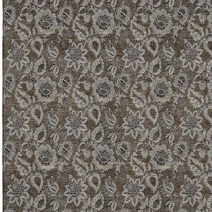 HomeRoots 5' X 8' Chocolate and Gray Floral Area Rug - Soft, Durable, Washable with UV Protection for Homes 655038