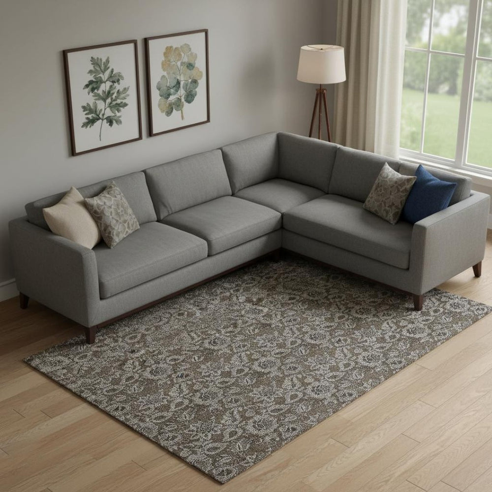 HomeRoots 8' X 10' Floral Area Rug in Chocolate and Gray - Washable, UV Protected, Perfect for High-Traffic Spaces! 655040