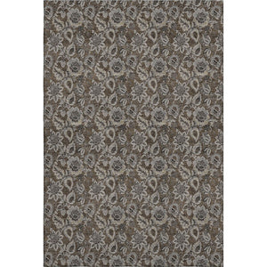 HomeRoots 9' X 12' Washable Floral Area Rug in Chocolate & Gray – UV Protected, Durable, Family-Friendly Design 655041