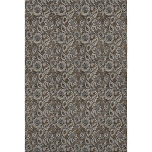 HomeRoots 9' X 12' Washable Floral Area Rug in Chocolate & Gray – UV Protected, Durable, Family-Friendly Design 655041