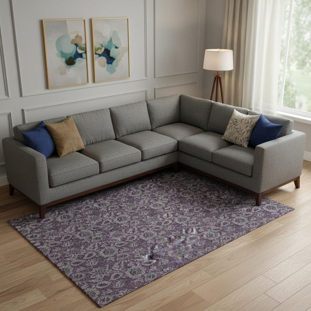 HomeRoots 8' X 10' Eggplant & Gray Floral Washable Rug with UV Protection – Perfect for Family Spaces & Style! 655052