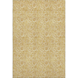 HomeRoots 10' Gold & Wheat Floral Area Rug – Washable, UV-Protected & Stain-Resistant for Busy Homes! 655060