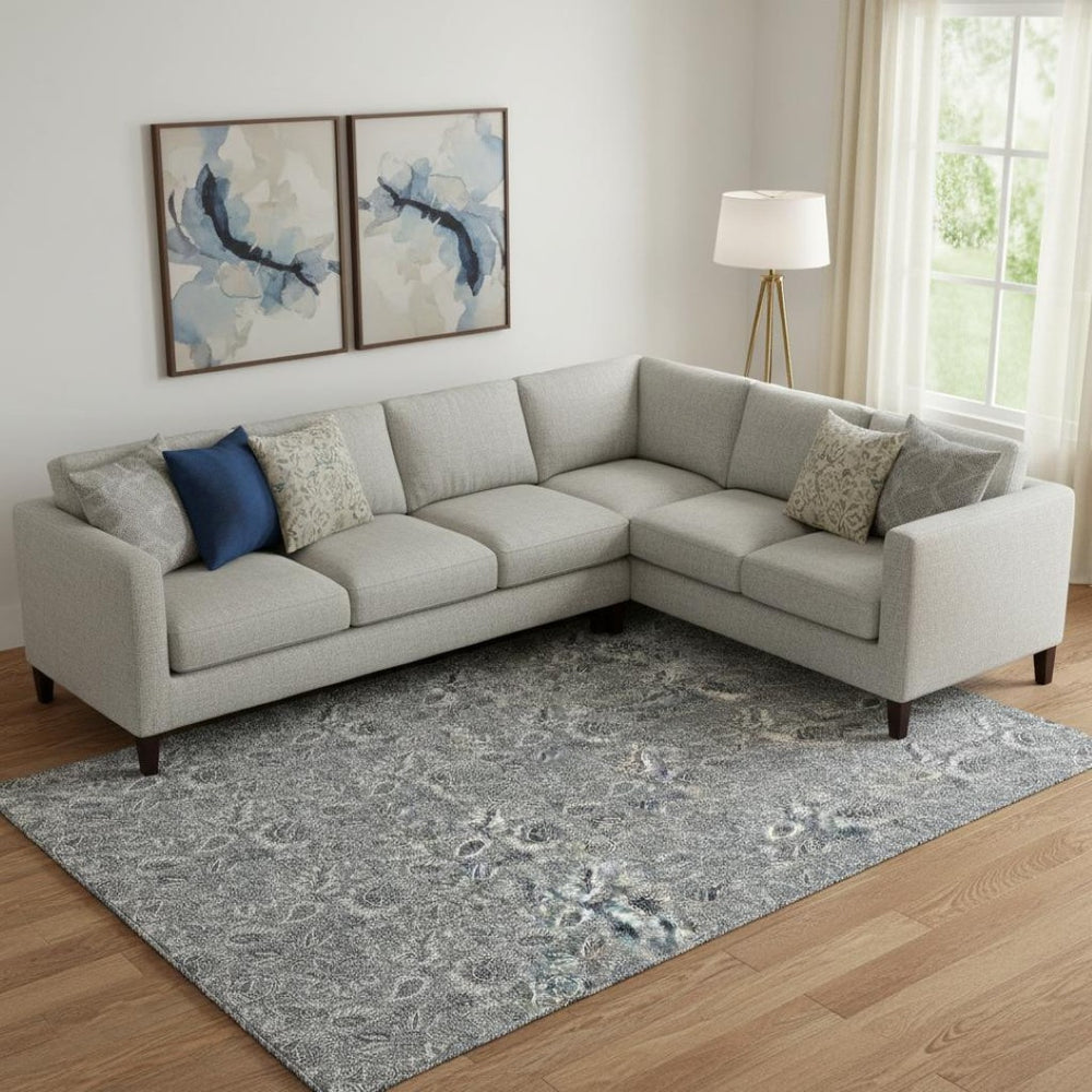 HomeRoots 8' X 10' Gray & Silver Floral Area Rug – Washable, UV-Protected, Durable & Family-Friendly Design 655064