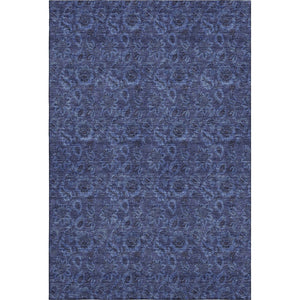 HomeRoots 10' X 14' Navy Blue & Charcoal Floral Area Rug - Washable, UV-Protected, Durable for High-Traffic Homes 655072