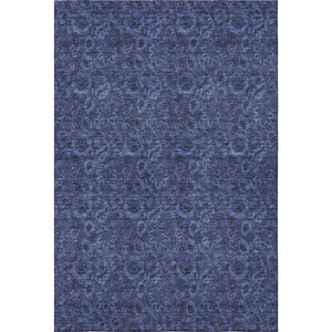 HomeRoots 10' X 14' Navy Blue & Charcoal Floral Area Rug - Washable, UV-Protected, Durable for High-Traffic Homes 655072