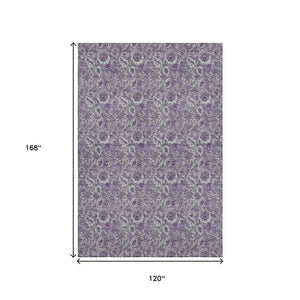 HomeRoots 10' X 14' Purple and Gray Floral Area Rug - Washable, UV Protected, Stain Resistant for Busy Homes 655084