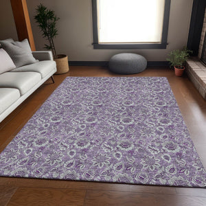 HomeRoots 10' X 14' Purple and Gray Floral Area Rug - Washable, UV Protected, Stain Resistant for Busy Homes 655084