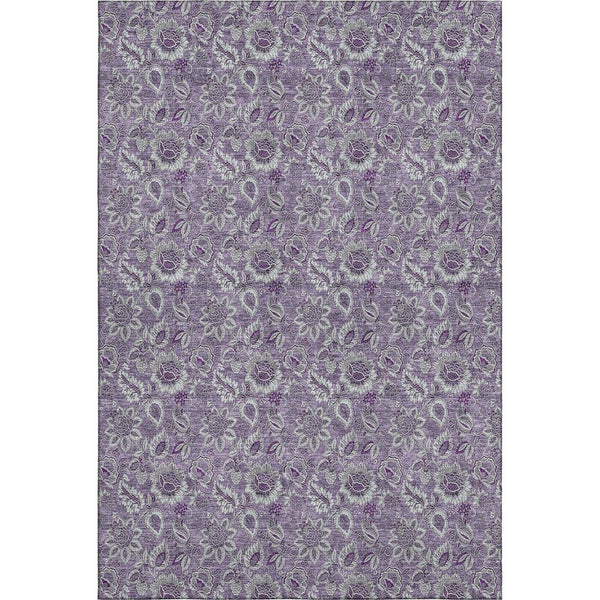 HomeRoots 10' X 14' Purple and Gray Floral Area Rug - Washable, UV Protected, Stain Resistant for Busy Homes 655084