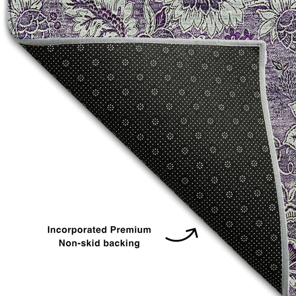 HomeRoots 10' X 14' Purple and Gray Floral Area Rug - Washable, UV Protected, Stain Resistant for Busy Homes 655084