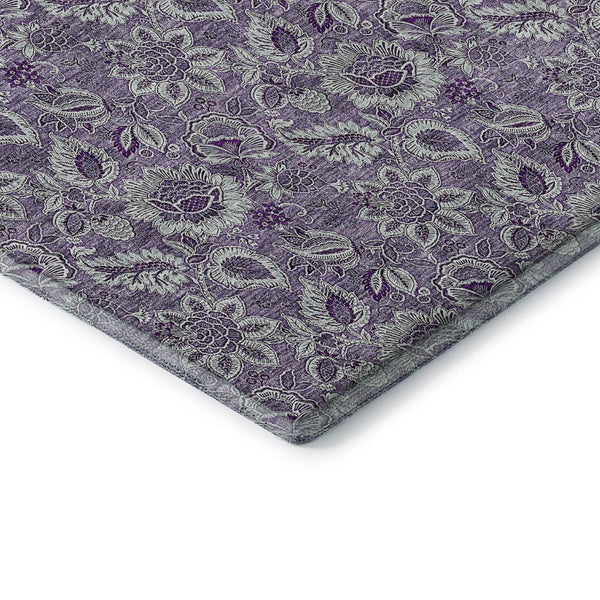 HomeRoots 10' X 14' Purple and Gray Floral Area Rug - Washable, UV Protected, Stain Resistant for Busy Homes 655084