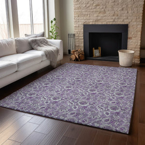 HomeRoots 10' X 14' Purple and Gray Floral Area Rug - Washable, UV Protected, Stain Resistant for Busy Homes 655084