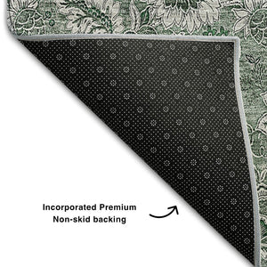 HomeRoots 8' X 10' Sage & Silver Floral Washable Area Rug - Stain Resistant, UV Protected, Stylish & Durable! 655088
