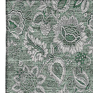 HomeRoots 8' X 10' Sage & Silver Floral Washable Area Rug - Stain Resistant, UV Protected, Stylish & Durable! 655088