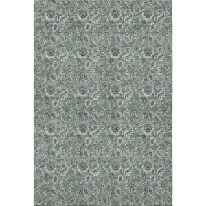 HomeRoots 8' X 10' Sage & Silver Floral Washable Area Rug - Stain Resistant, UV Protected, Stylish & Durable! 655088