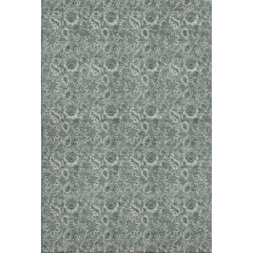 HomeRoots 9' X 12' Sage Floral Washable Area Rug - UV Protected, Durable & Stylish for High-Traffic Spaces 655089