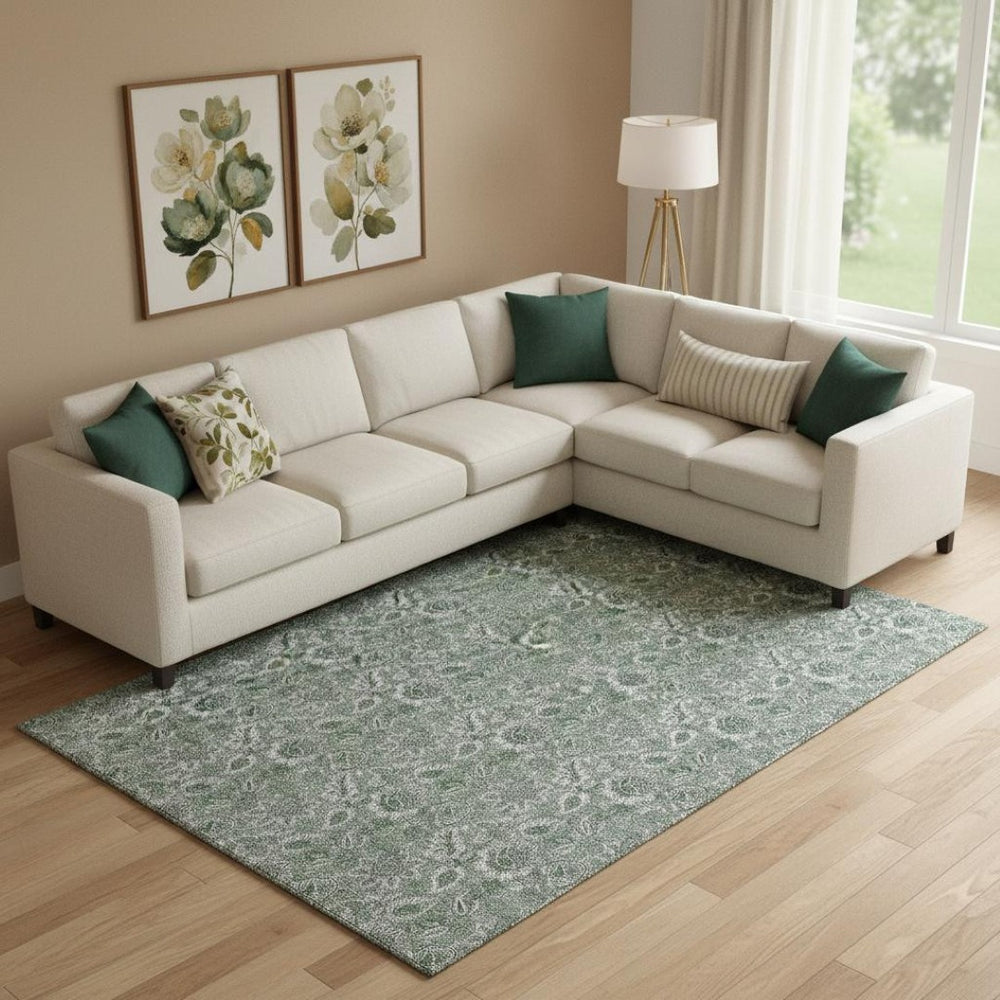 HomeRoots 9' X 12' Sage Floral Washable Area Rug - UV Protected, Durable & Stylish for High-Traffic Spaces 655089