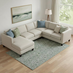 HomeRoots 10' X 14' Sage and Silver Floral Area Rug - Washable, UV Protected, Stain Resistant for Any Space 655090