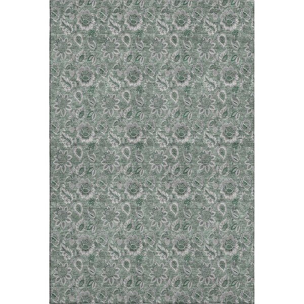 HomeRoots 10' X 14' Sage and Silver Floral Area Rug - Washable, UV Protected, Stain Resistant for Any Space 655090