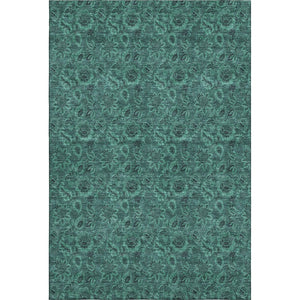 HomeRoots 10' X 14' Teal and Charcoal Floral Area Rug - Stain Resistant, UV Protected, Easy-Care for Homes 655096