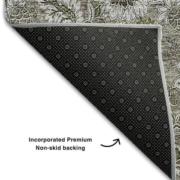 HomeRoots 5' X 8' Taupe and Beige Floral Area Rug - Washable, UV Protected, Perfect for Homes with Kids & Pets 655098