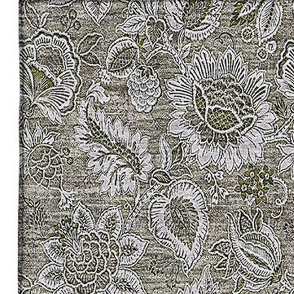 HomeRoots 5' X 8' Taupe and Beige Floral Area Rug - Washable, UV Protected, Perfect for Homes with Kids & Pets 655098