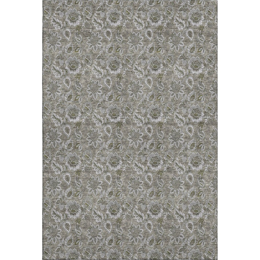 HomeRoots 8' X 10' Floral Washable Area Rug in Taupe & Beige – Durable, UV-Protected, Perfect for Busy Homes! 655100