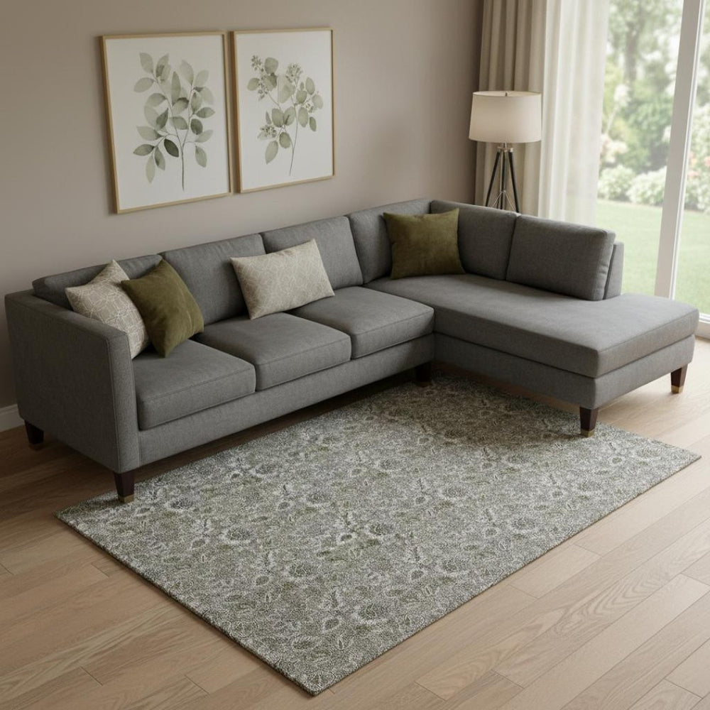 HomeRoots 8' X 10' Floral Washable Area Rug in Taupe & Beige – Durable, UV-Protected, Perfect for Busy Homes! 655100