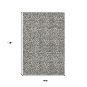 HomeRoots 9' X 12' Floral Area Rug in Taupe & Beige - Washable, Stain Resistant, UV Protected for Busy Homes 655101