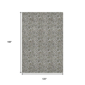 HomeRoots 10' X 14' Elegant Taupe & Beige Floral Area Rug – Durable, Stain-Resistant, UV Protected for Homes 655102