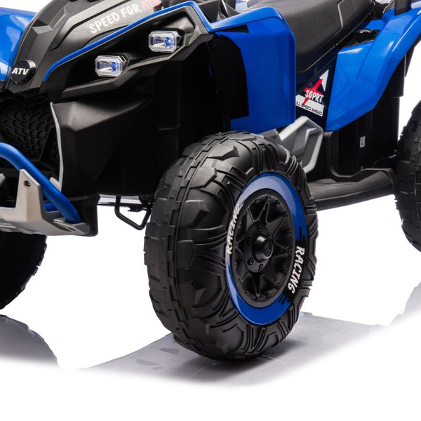 English Elm 24v Kids Electric Atv Xxxl Off-road Ride on with Remote Parental Control and Bluetooth Blue W1578P228313