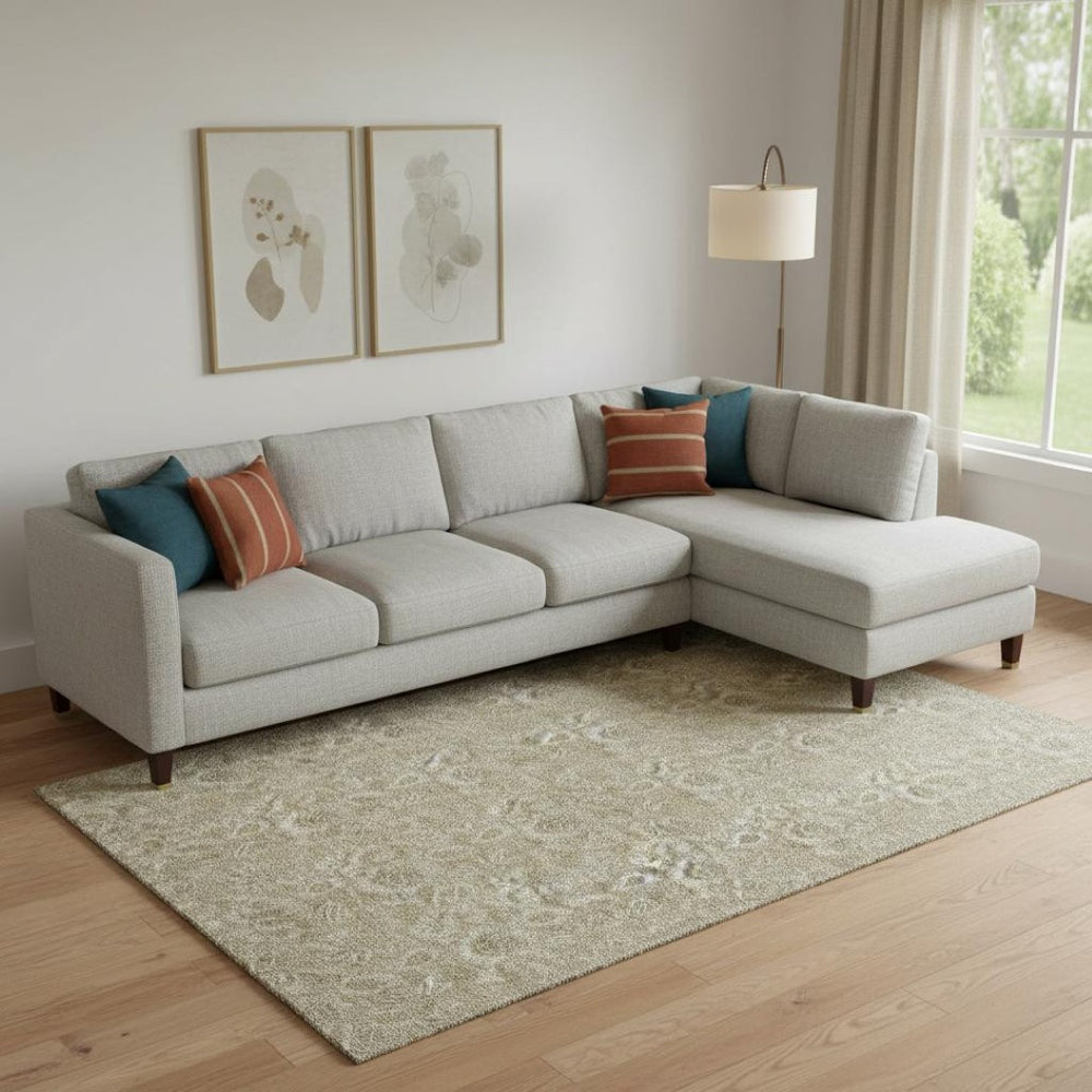 HomeRoots 8' X 10' Beige & Taupe Floral Washable Area Rug with UV Protection - Durable & Stylish for Any Room 655118