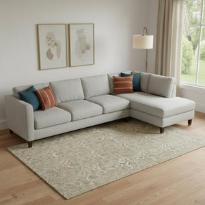 HomeRoots 8' X 10' Beige & Taupe Floral Washable Area Rug with UV Protection - Durable & Stylish for Any Room 655118
