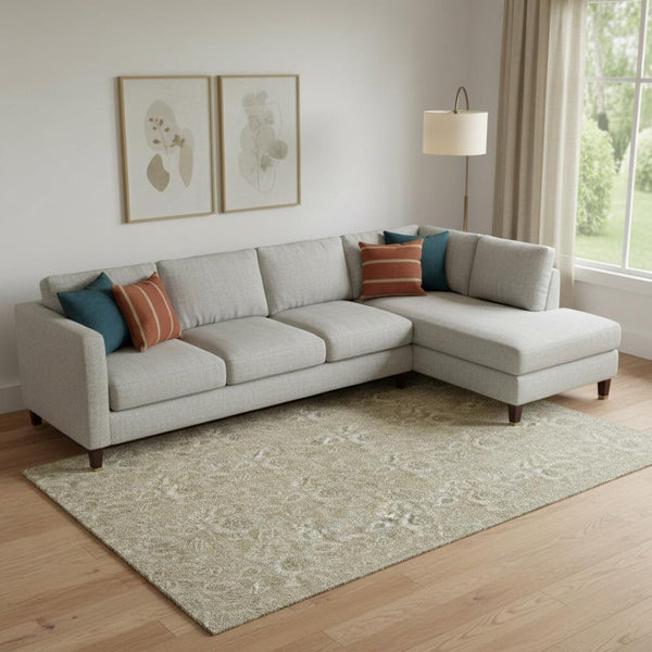 HomeRoots 8' X 10' Beige & Taupe Floral Washable Area Rug with UV Protection - Durable & Stylish for Any Room 655118