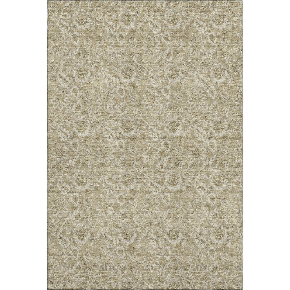 HomeRoots 8' X 10' Beige & Taupe Floral Washable Area Rug with UV Protection - Durable & Stylish for Any Room 655118