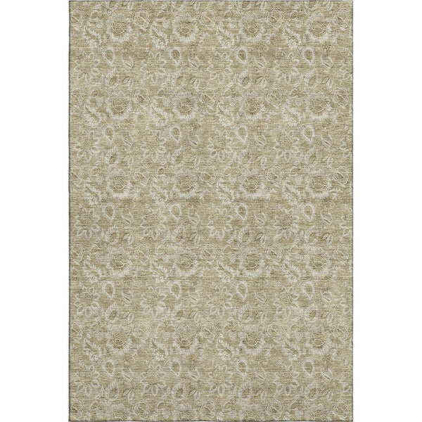 HomeRoots 8' X 10' Beige & Taupe Floral Washable Area Rug with UV Protection - Durable & Stylish for Any Room 655118