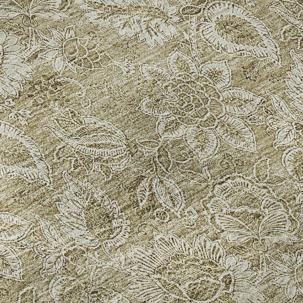 HomeRoots 8' X 10' Beige & Taupe Floral Washable Area Rug with UV Protection - Durable & Stylish for Any Room 655118