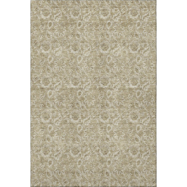 HomeRoots 8' X 10' Beige & Taupe Floral Washable Area Rug with UV Protection - Durable & Stylish for Any Room 655118
