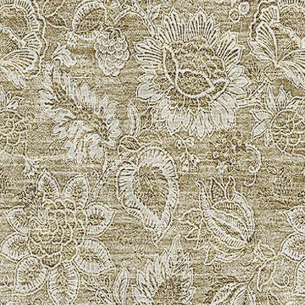 HomeRoots 9' X 12' Beige and Taupe Floral Area Rug - Washable, UV-Protected, Durable & Elegant Home Accent 655119